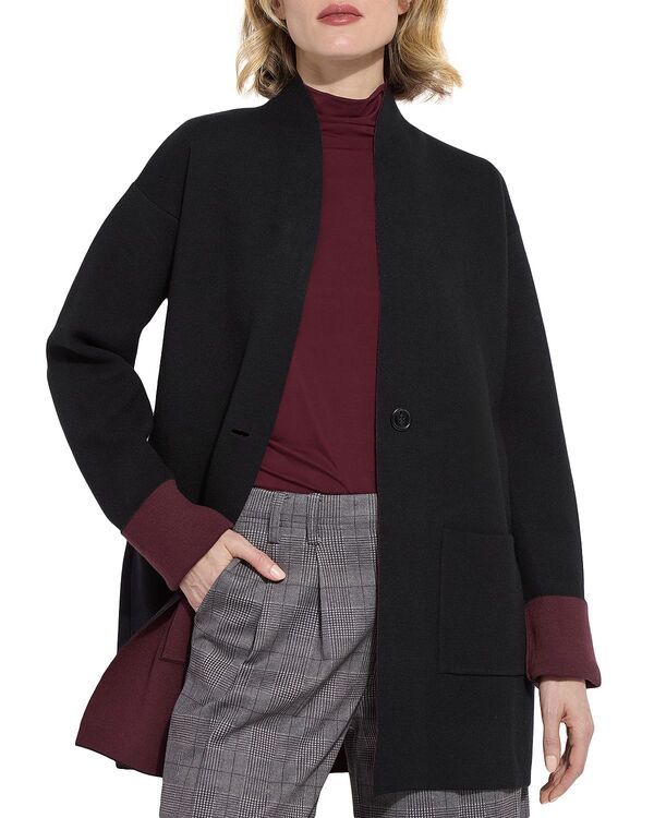 リジー レディース アウター カーディガン Lyss Nicolette Double Faced Cardigan Black Dark Plum ブラック