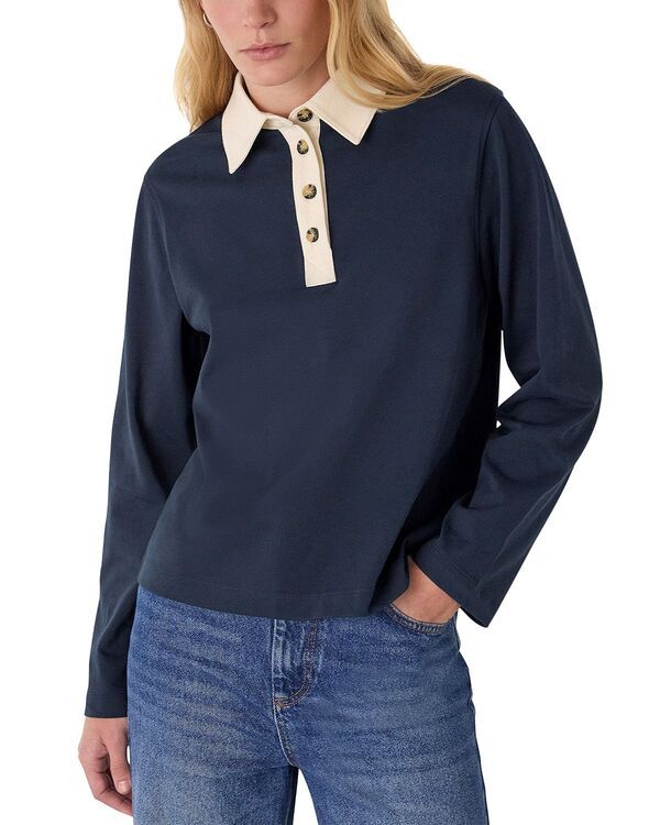 ホイッスルズ レディース トップス ポロシャツ コントラスト Whistles Contrast Collar Polo Shirt NavyMulti ネイビー