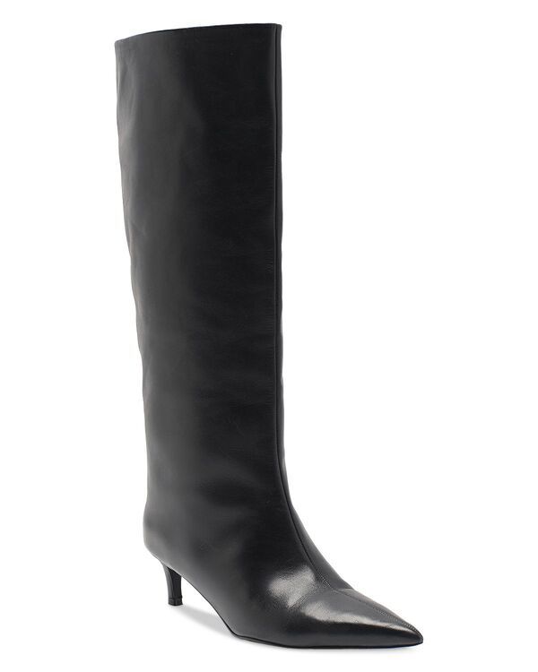 フリーピープル レディース シューズ ブーツ・レインブーツ ヒール Free People Womens Kikitten Heel Boots Black Leather ブラック
