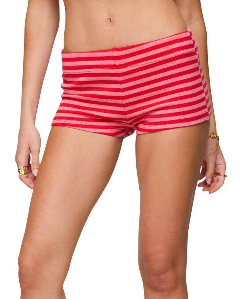 アディクテッド レディース ボトムス ハーフパンツ・ショーツ ショートパンツ ニット Edikted Hali Striped Knit Shorts RedandPink レッド