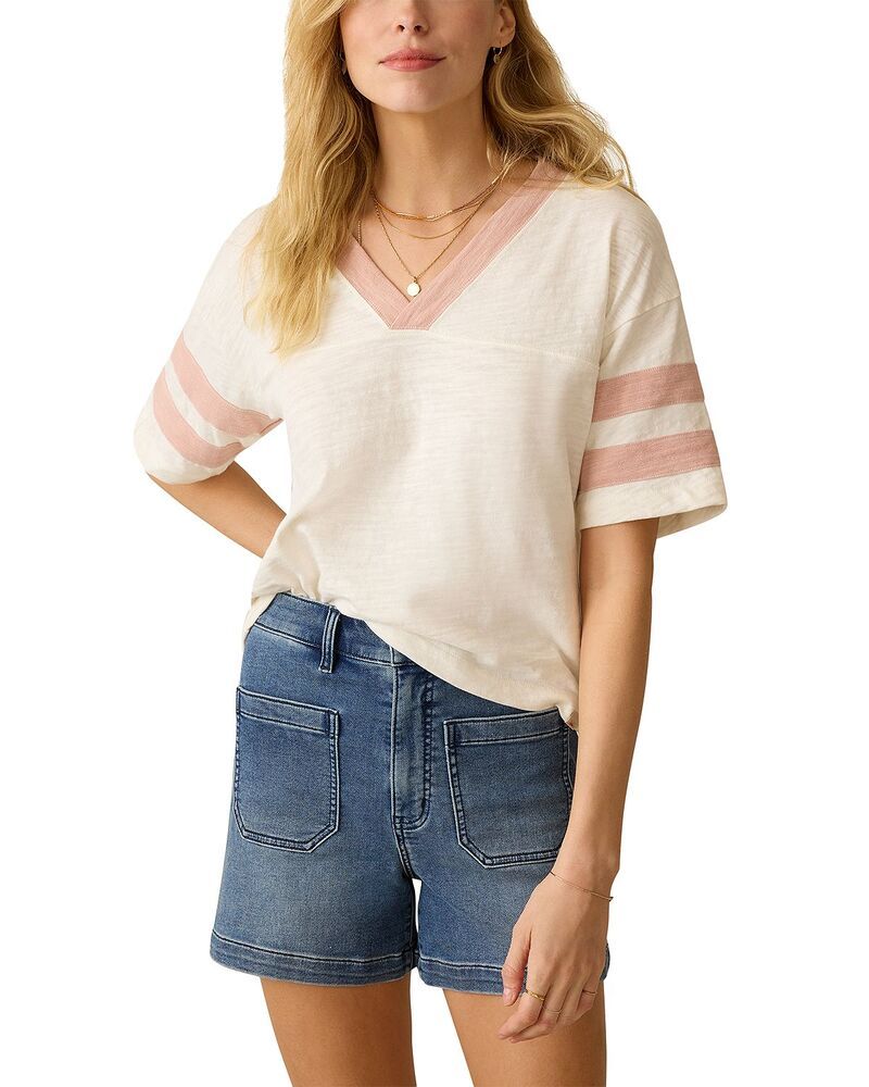 ファレティ レディース トップス Tシャツ Faherty Sunwashed Varsity Tee Pink Varsity ピンク