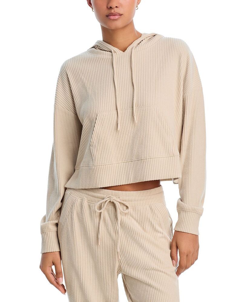 アクア レディース アウター パーカー・スウェット AQUA Brushed Rib Crop Hoodie Exclusive Beige ベージュ