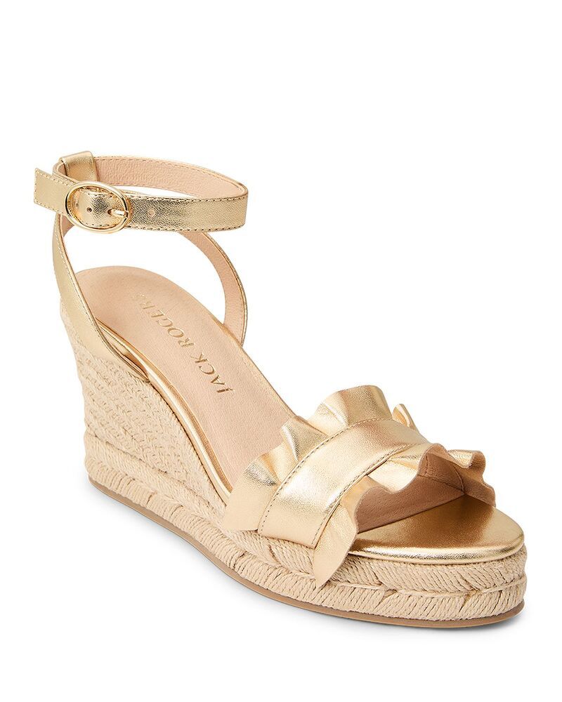 ジャックロジャース レディース シューズ サンダル フリル Jack Rogers Womens Rozette Ruffle Wedge Sandals Gold ゴールド