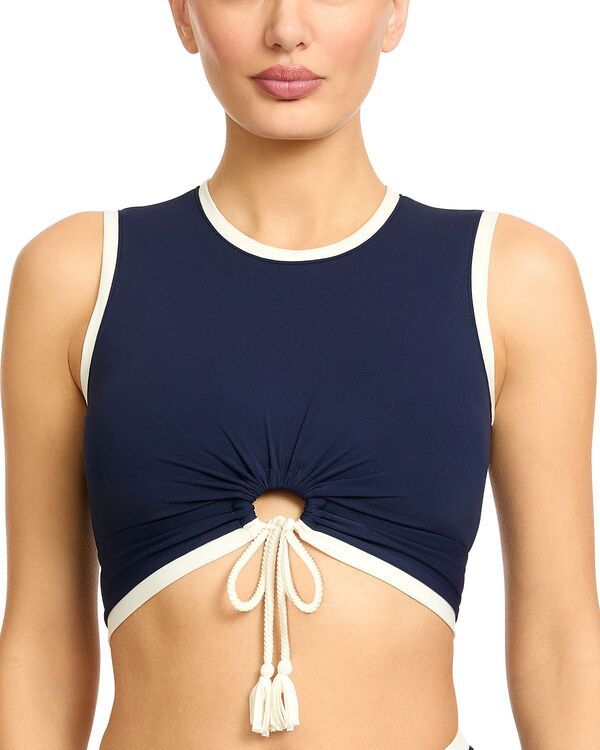 ロビンピッコーネ レディース 水着 トップのみ Tシャツ Robin Piccone Tiena Tee Bikini Top NavyCream クリーム