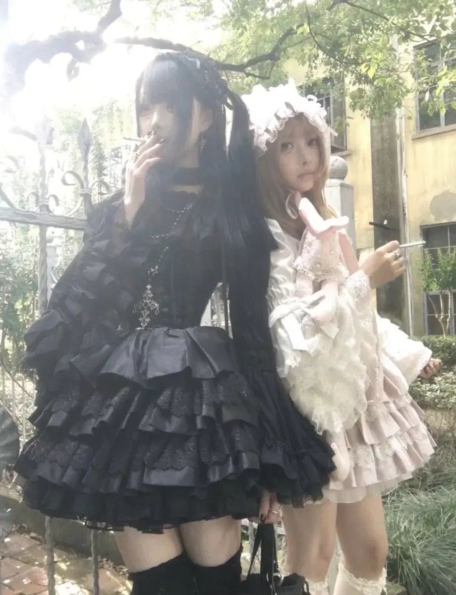 バッグ＋ヘッドドレス含むゴスロリ ロリータ ロリータ背広 スーツ ゴス パンク フリル ドレス