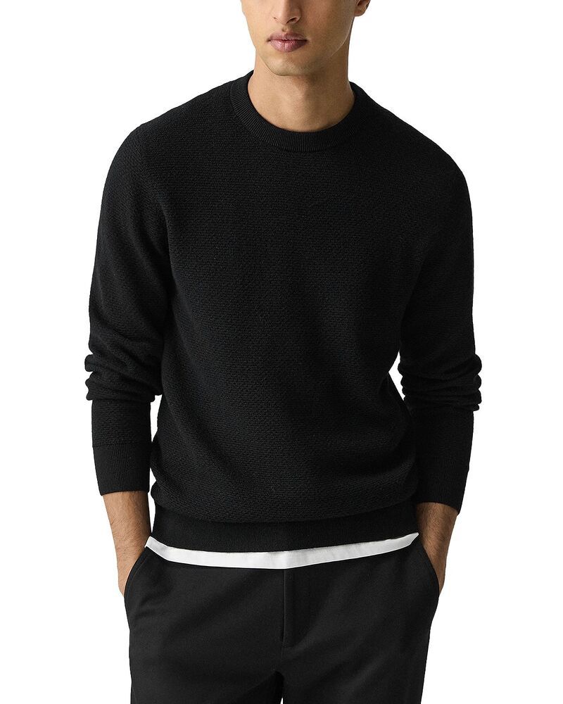 セオリー メンズ アウター ニット・セーター クルーネック Theory Maden Textured Crewneck Sweater Black ブラック