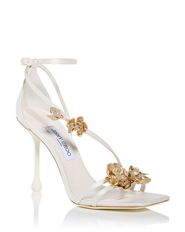 ジミーチュー レディース シューズ サンダル サテン Jimmy Choo Womens Zea 95 Flower Jewel Satin Sandals IvoryMetal Mix アイボリー