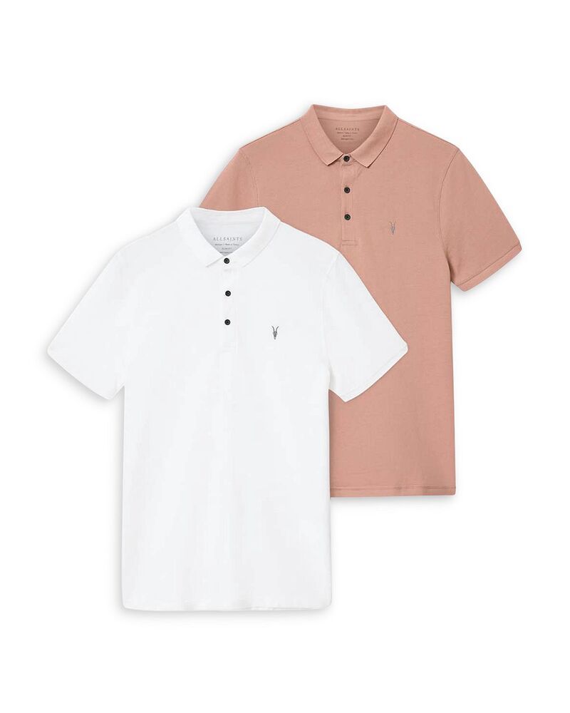 オールセインツ メンズ トップス ポロシャツ スリムフィット ALLSAINTSlim Fit Polo Pack of 2 PinkOptic White ホワイト
