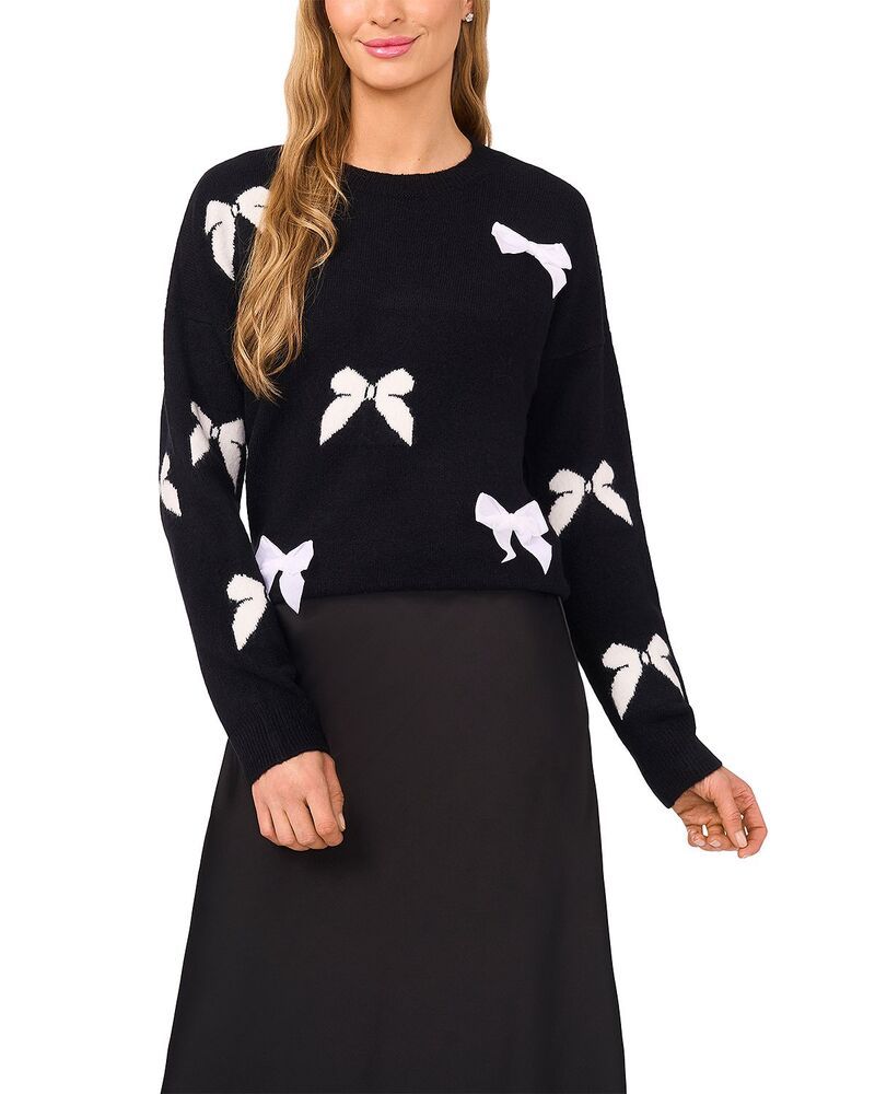 セセ レディース アウター ニット・セーター CeCe Bow Detail Sweaterich Black ブラック