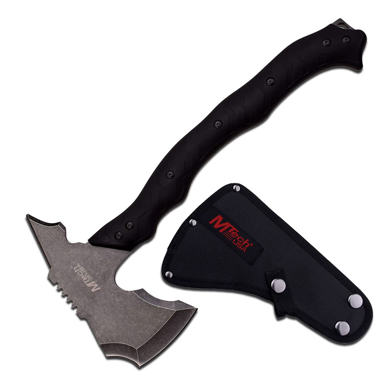 MTech USA MT-AXE13SW キャンプ用斧 ストーンウォッシュ ブラックステンレススチール ナイロンファイバーハンドル 全長14.5インチ