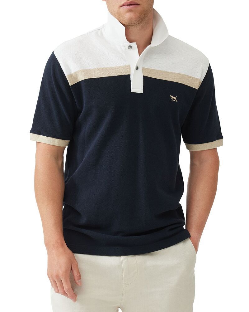ロッドアンドグン メンズ トップス ポロシャツ レギュラーフィット Rodd Gunn Whitby Color Block Regular Fit Polo Shirt Navy ネイビー