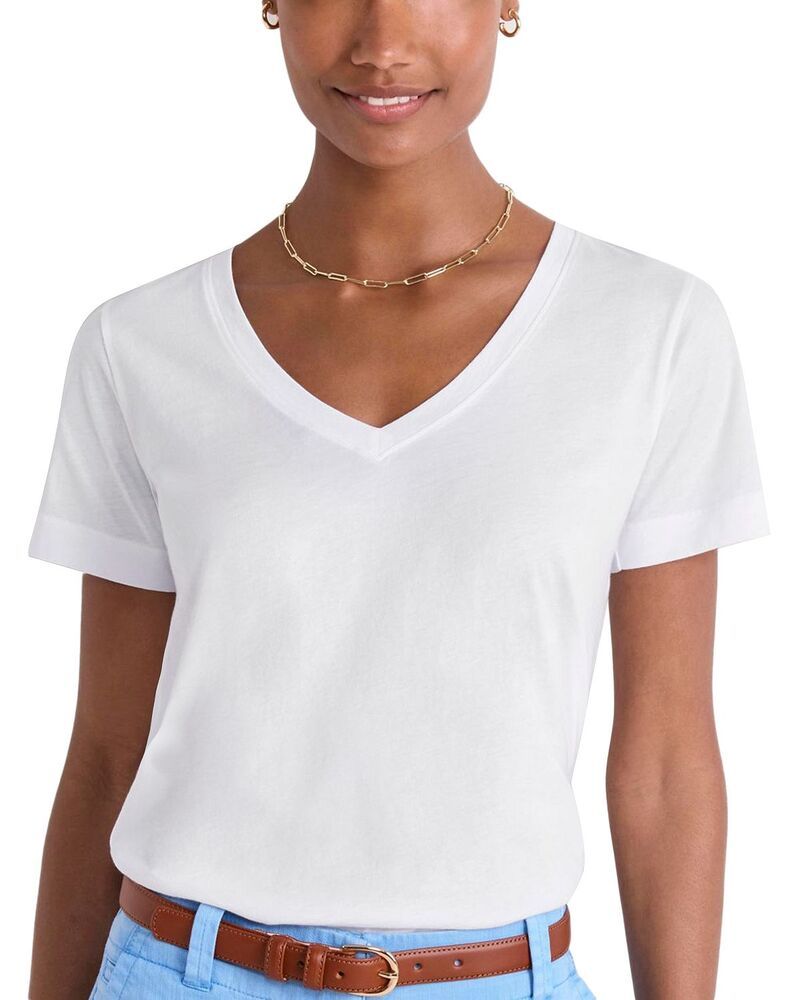ヴァインヤードヴァインズ レディース トップス Tシャツ Vネック コットン Vineyard Vinestriped V Neck Cotton Tee White ホワイト