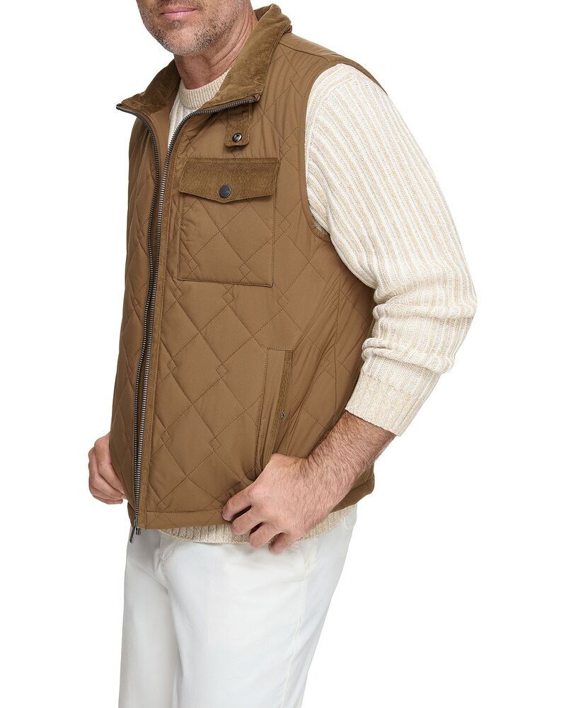 アンドリューマーク メンズ アウター ベスト コーデュロイ キルティング Andrew Marc Barnet Quilted Corduroy Trimmed Wateresistant Vest Sepia 33,020円