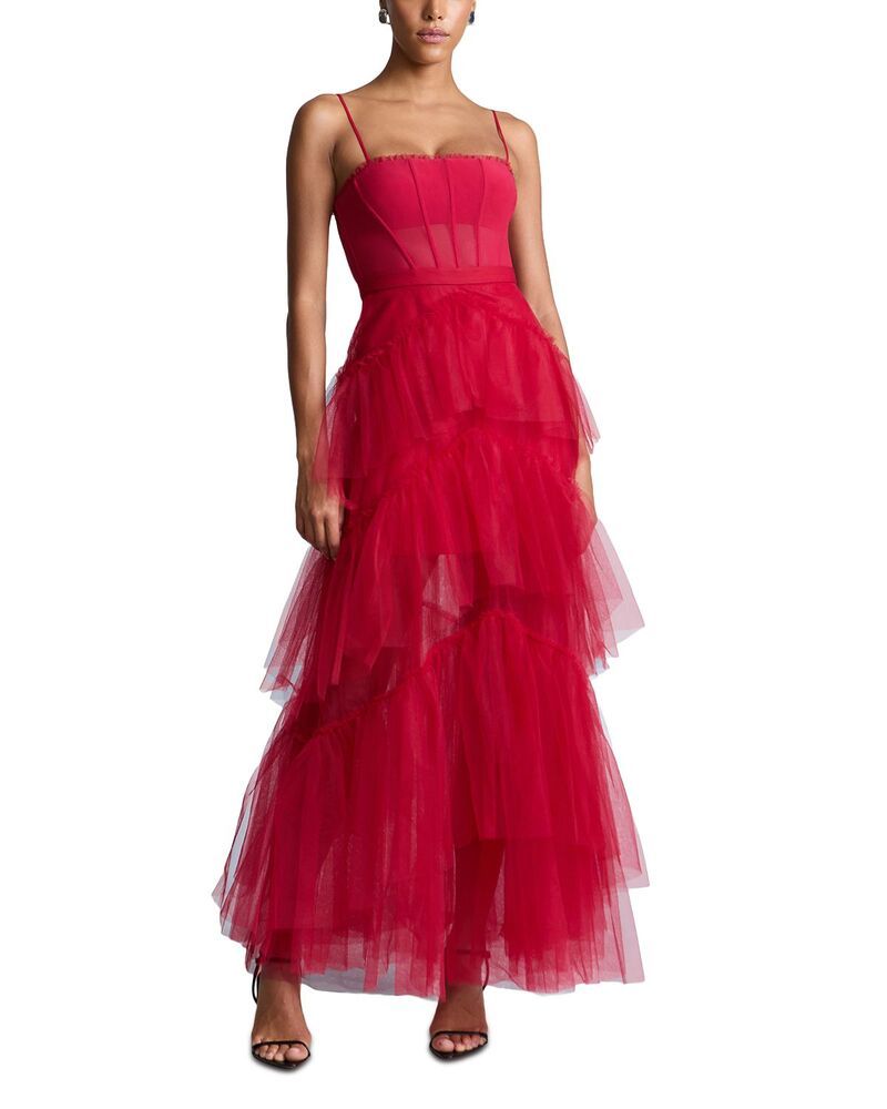 ビーシービージーマックスアズリア レディース アンダーウェア ナイトウェア チュール BCBGMAXAZRIA Tulle Corset Essential Gown Chilli Pepper