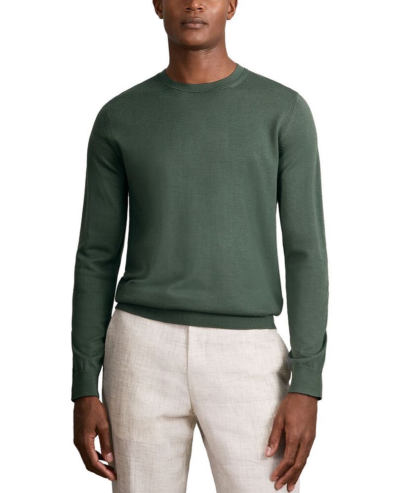 レイス メンズ アウター ニット・セーター クルーネック REISS Wessex Merino Crewneck Sweater Kale Green グリーン