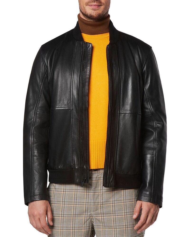 アンドリューマーク メンズ アウター ジャケット・ブルゾン レザー Andrew Marc MacNeileather Bomber Jacket Black ブラック
