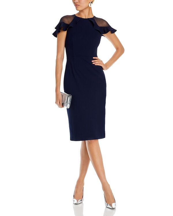 エリザジェイ レディース トップス ワンピース フリル Eliza J Ruffle Sleeve Cocktail Dress Navy ネイビー