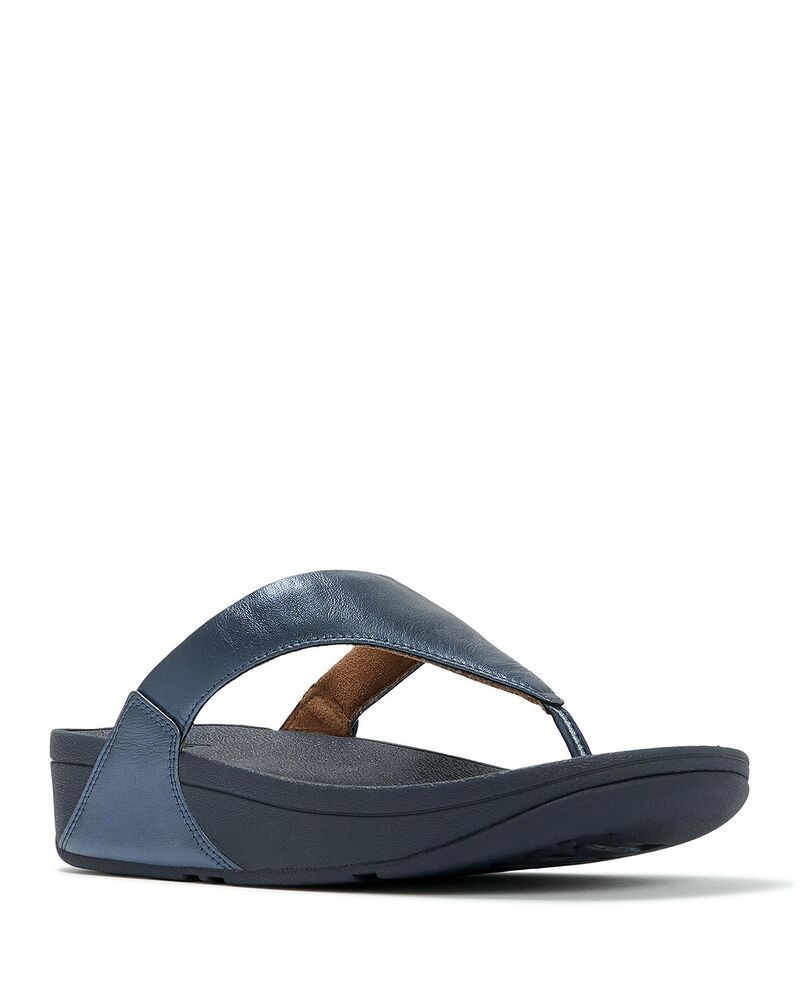 フィットフロップ レディース シューズ サンダル FitFlop Womens Lulu Slip On Thong Wedge Sandals Metallicosmic Blue ブルー