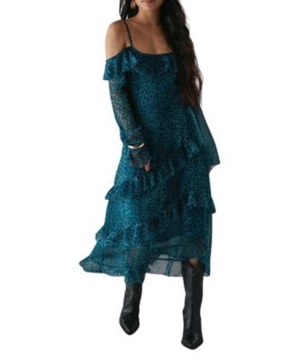 ウエアハウス レディース トップス ワンピース フリル ミディ Warehouse Ruffle Cold Shoulder Midi Dress Leopard アニマル
