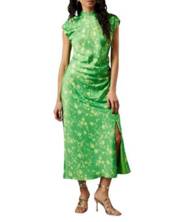 ウエアハウス レディース トップス ワンピース ミディ サテン Warehouse Crinkle Satin Button Side Midi Dress Floral