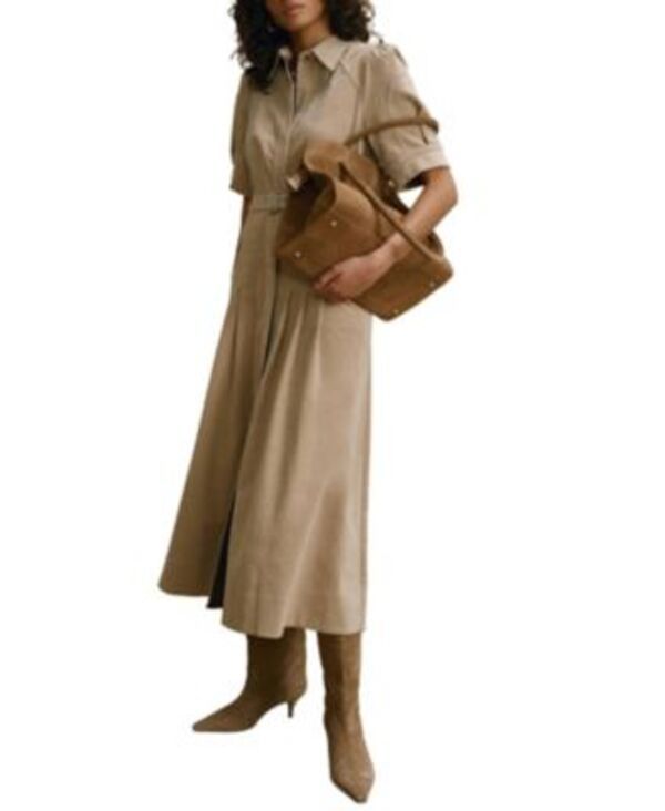 ミルトンベルベット レディース トップス ワンピース コーデュロイ ミディ Mint Velvet Womens Corduroy Belted Midi Dress Neutral