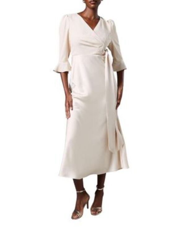 コースト レディース トップス ワンピース フリル サテン Coast Ruffle Sleeve Satin Wrap Dress Champagne シャンパン