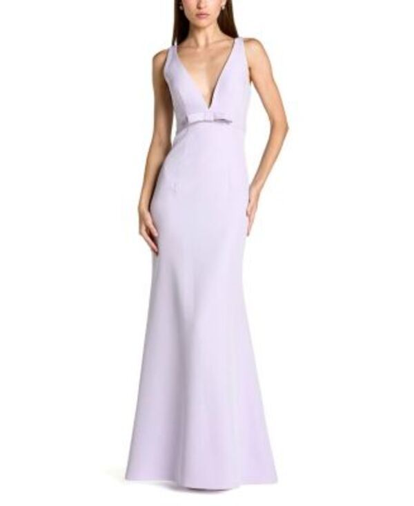 マックダガル レディース トップス ワンピース Vネックレープ ノースリーブ Mac Duggal Crepe Sleeveless V Neck Mermaid Gown with Bow Lilac ライラック