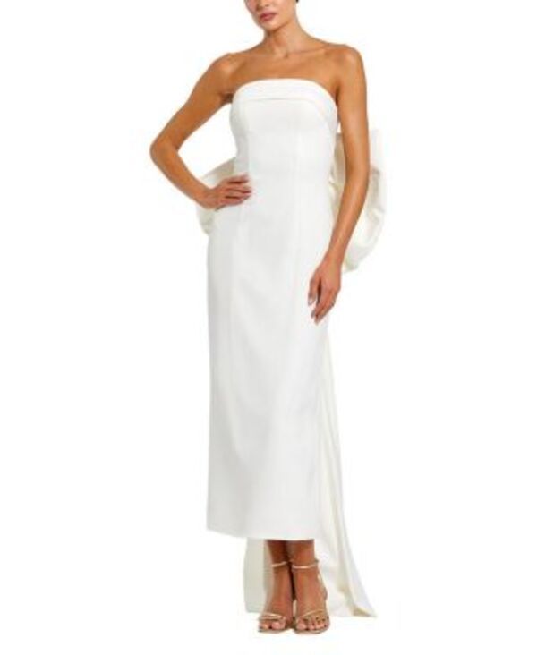 マックダガル レディース トップス ワンピース サテン ストラップレス アンクル Mac Duggal Straplessatin Column Ankle Dress with Bow Detail Ivory アイボリー