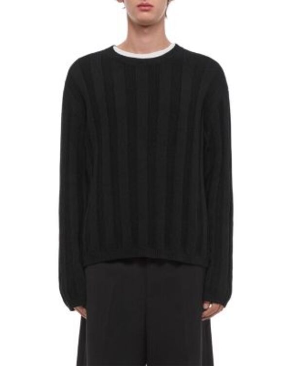 ヘルムート ラング メンズ アウター ニット・セーター クルーネック Helmut Lang Wide Rib Crewneck Sweater Black ブラック