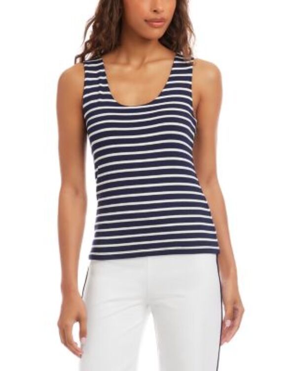 カレンケーン レディース トップス タンクトップ Karen Kane Stripe Scoop Neck Double Layer Tank Stripe ストライプ 10,765円