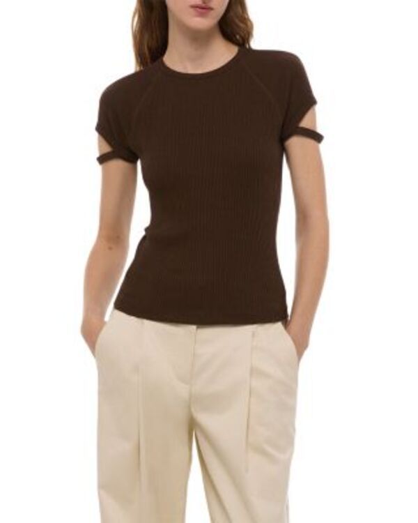 ヘルムート ラング レディース トップス Tシャツ クルーネック Helmut Lang Crewneck Raglan Crop Tee Bistre