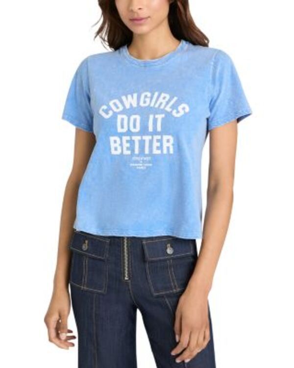 サンク セプト レディース トップス Tシャツ Cinq Sept Garment Dyed Cowgirls Do It Better Tee Blue Slate スレート
