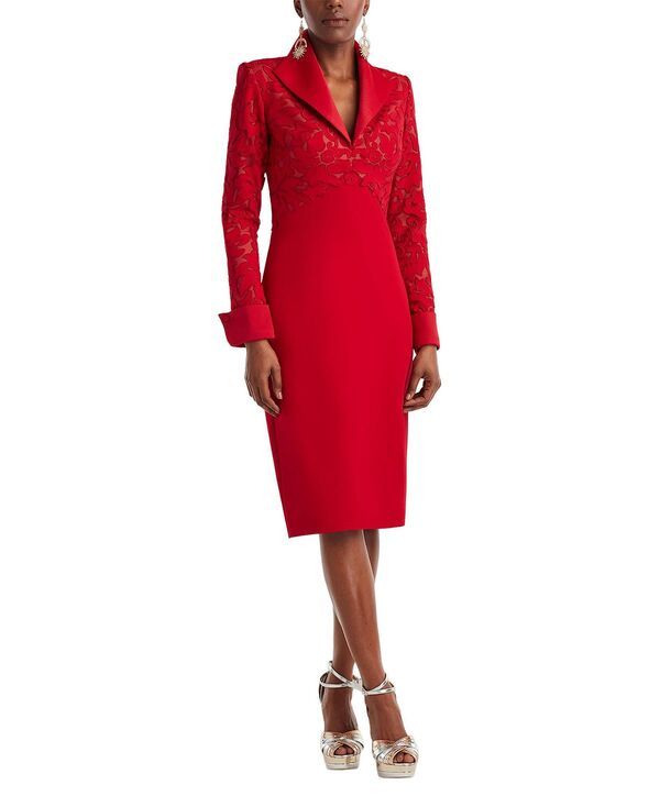 タダシショージ レディース トップス ワンピース Tadashi Shoji Rovet Collar Dress Red レッド