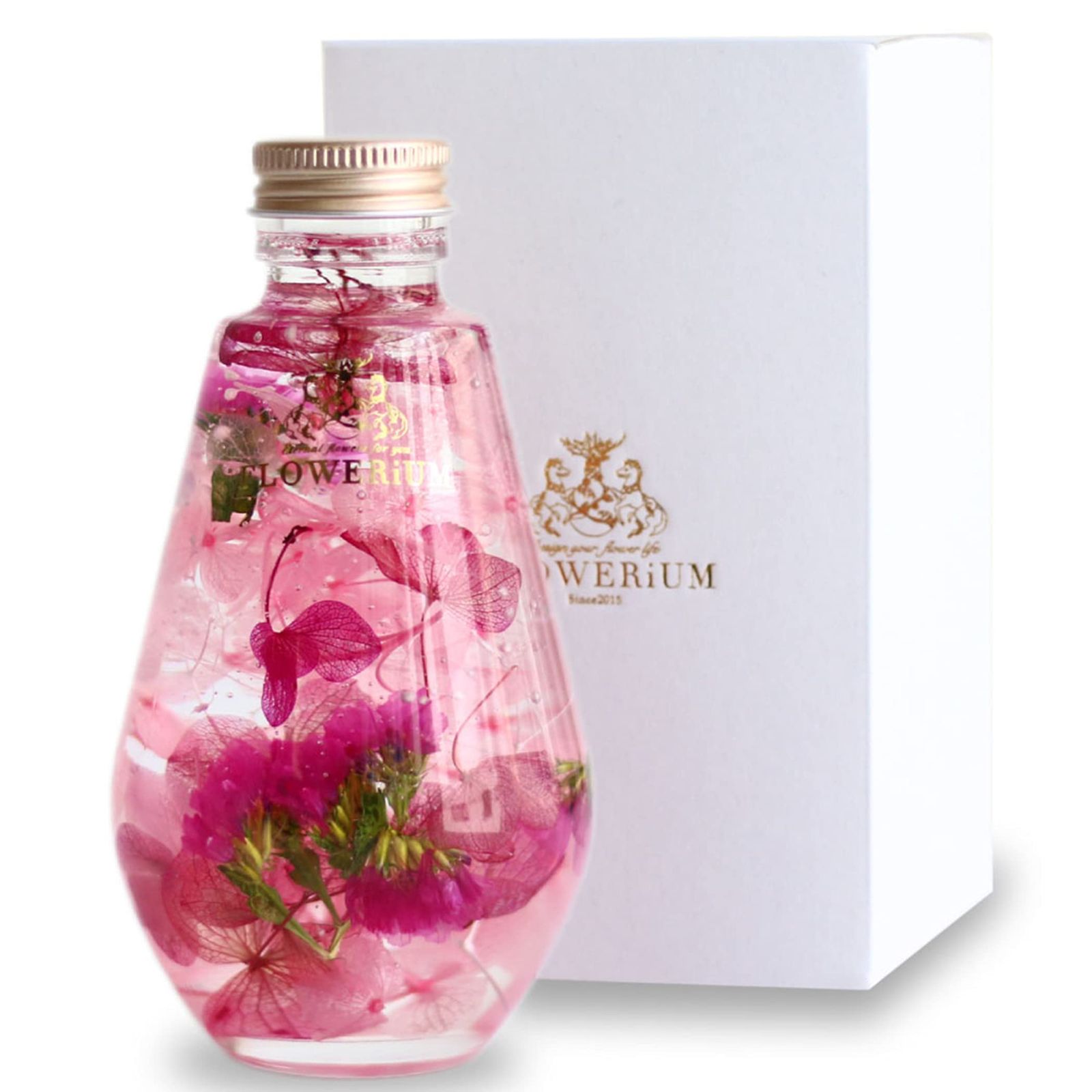 FLOWERiUM 母の日ギフト 花 ハーバリウム フラワーギフト 人気 母 妻 プレゼント 女性 彼女 結婚 記念日 誕生日 贈り物 日本製 flower お祝い 退職 大切な人 フラワリウム ドロップボトル (ピンクパープル)送料無料 de335d02