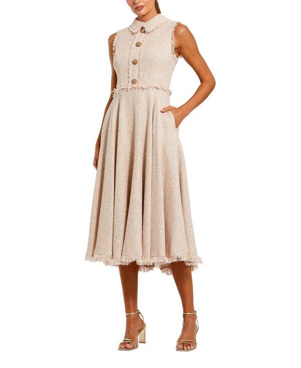 マックダガル レディース トップス ワンピース ミディ ノースリーブ Mac Duggal Boucle Sleeveless Collared Button Up Midi Dress Blush ブラッシュ