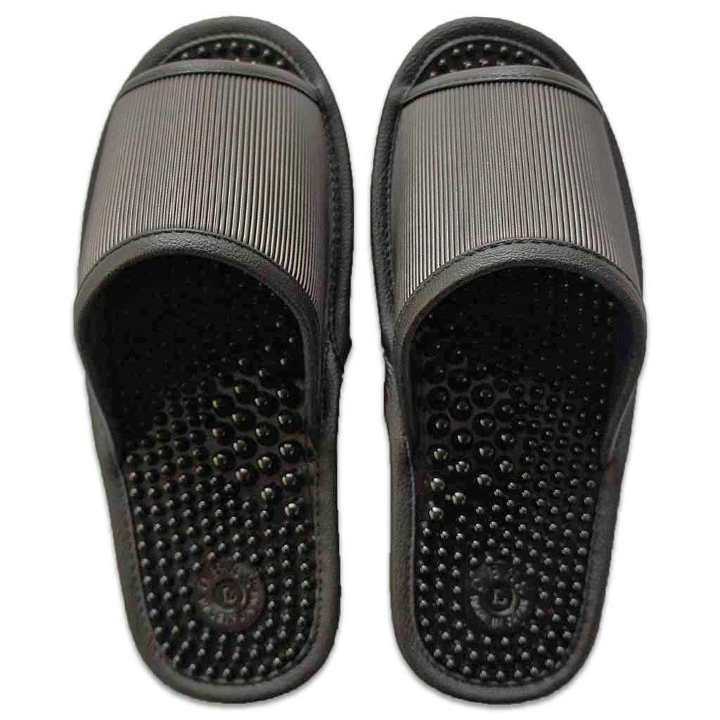 [ハキハキ工房 - Slippers by CREO] レユール健康サンダル Lサイズ 約25.5cmまで 日本製 足ツボ ブラック送料無料 2b83d2e9