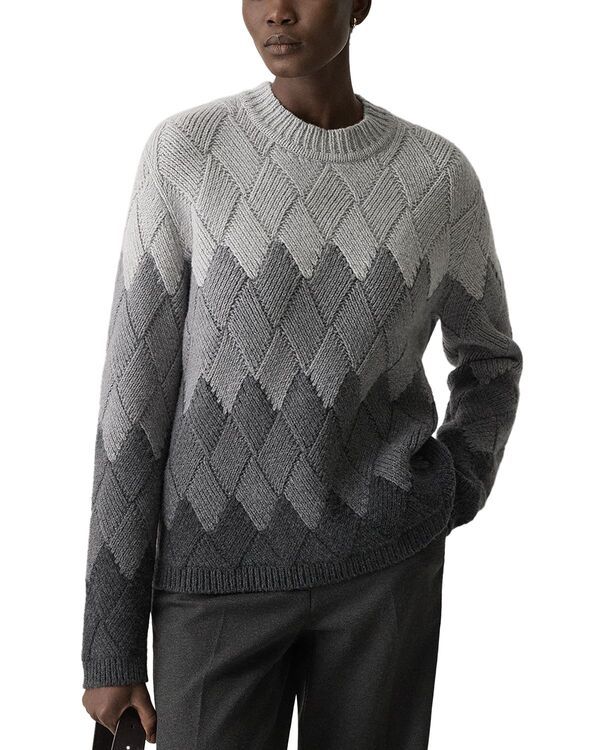 セオリー レディース アウター ニット・セーター ウール Theory Wool Cashmere Faux Weave Sweater Charcoal Multi チャコール