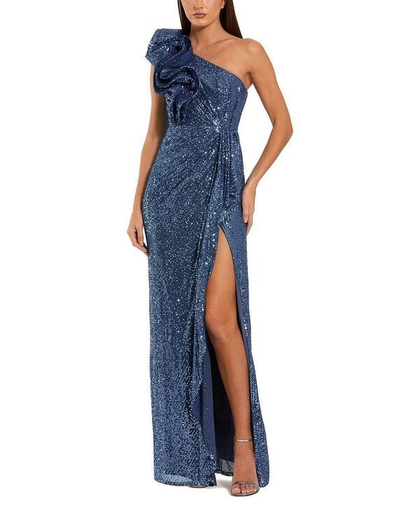 マックダガル レディース トップス ワンピース フリル スパンコール Mac Duggal Womens One Shoulder Sequin Ruffle Detail Gown Ocean
