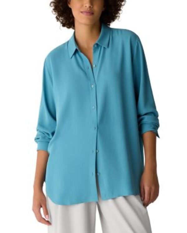 エイリーンフィッシャー レディース トップス シャツ ジョーゼット シルク Eileen Fisher Silk Georgette Shirt River