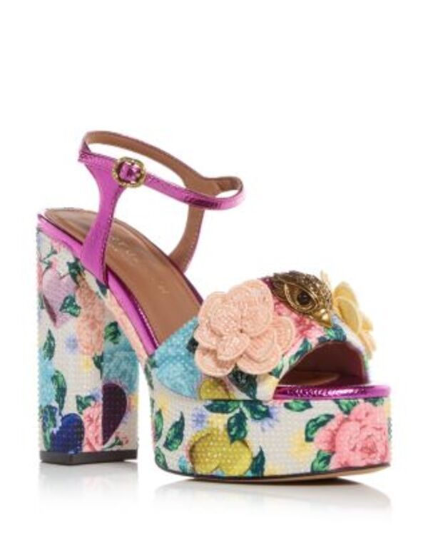 カートジェイガーロンドン レディース シューズ サンダル プラットフォーム KURT GEIGER LONDON Womens Kensington Embellished Platform Sandals Open White ホワイト