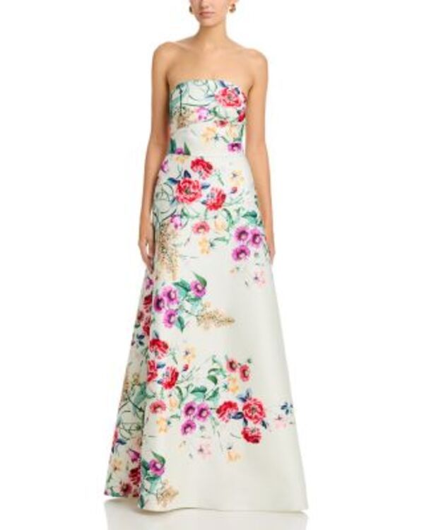 テリジョンバイリッキーフリーマン レディース トップス ワンピーストラップレス Teri Jon by Rickie Freeman Mikado Strapless Full Gown Ivory Multi アイボリー