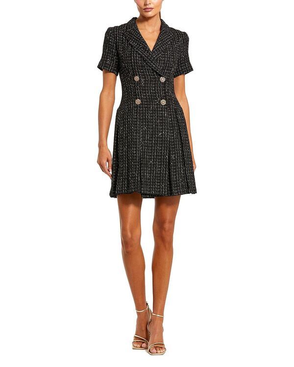 マックダガル レディース トップス ワンピース Vネック ミニ ツイード ブレザー Mac Duggal Short Sleeve V Neck Tweed Blazer Mini Dress Black ブラック