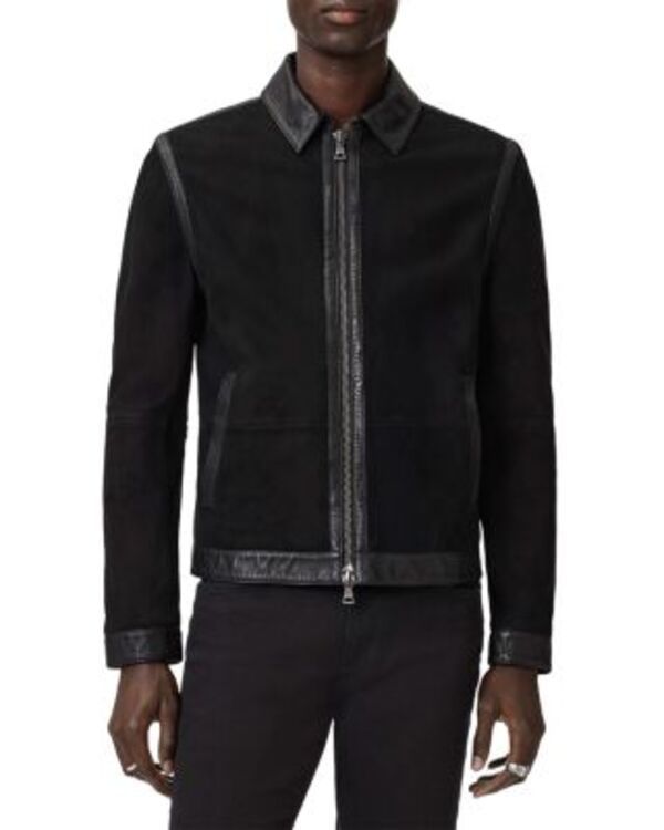 ジョンバルベイトス メンズ アウター ジャケット・ブルゾン スエード John Varvatos Jaxon Waxed Suede Jacket Black ブラック