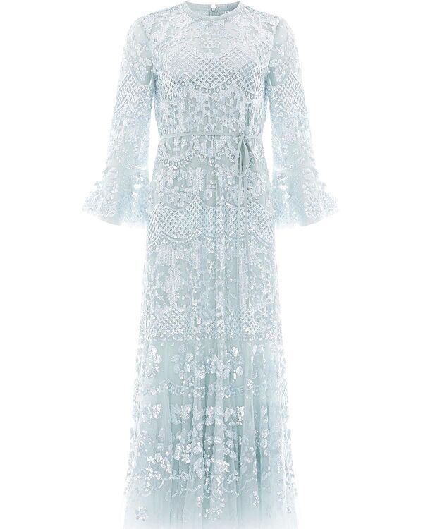 ニードルアンドスレッド レディース トップス ワンピース クルーネック アンクル Needle Thread Snowdrop 34 Sleeve Crew Neck Ankle Gown French Blue ブルー