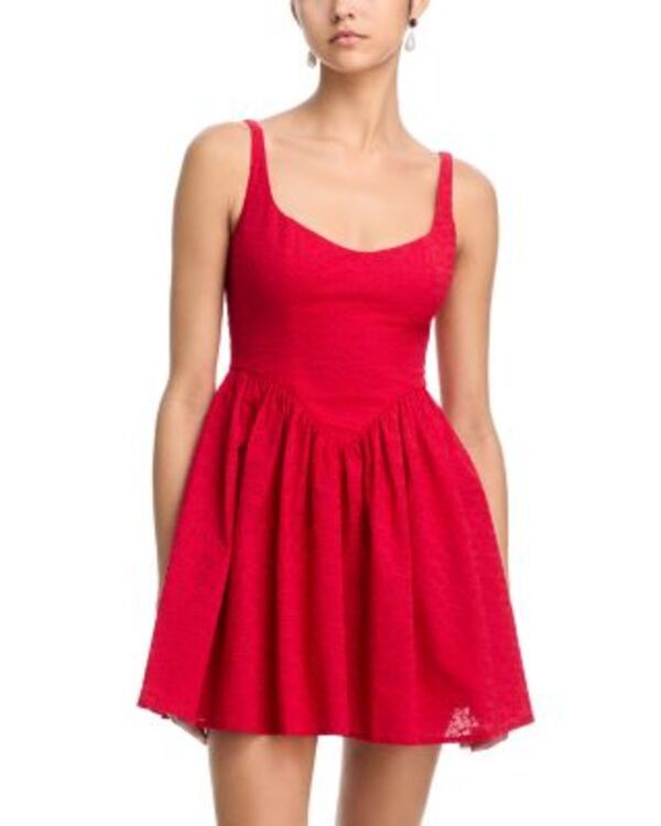 アクア レディース トップス ワンピース ミニ AQUA Scoop Neck Mini Dress Exclusive Red レッド