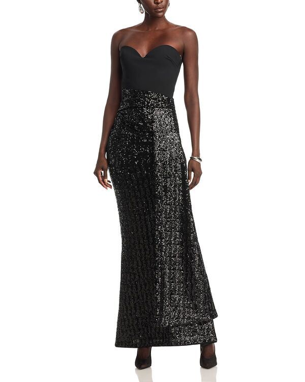 チアラ ボニ プティ ローブ レディース トップス ワンピース Chiara Boni La Petite Robe Desis Paillettes Longown Black ブラック