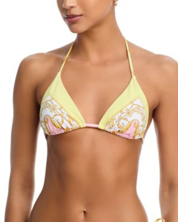 ヴェルサーチ レディース 水着 トップのみ Versace Spring Barocco Triangle Bikini Topale Yellow イエロー