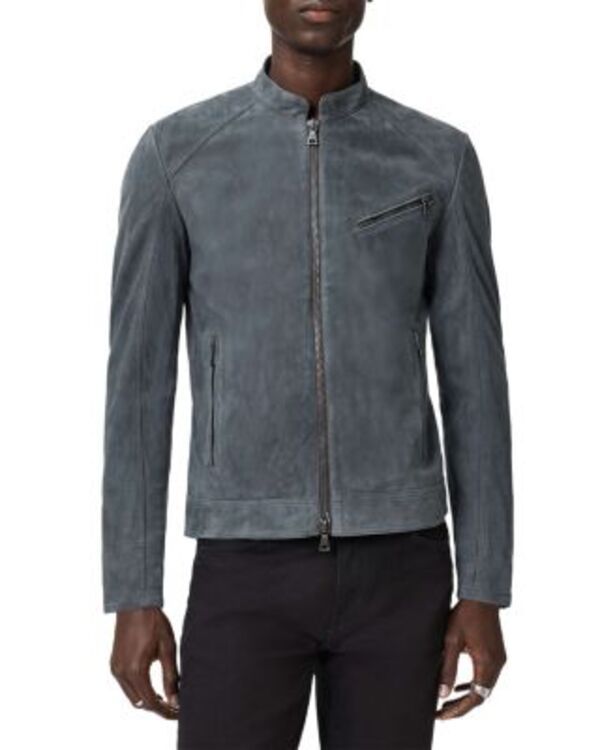 ジョンバルベイトス メンズ アウター ジャケット・ブルゾン スエード John Varvatos Wren Suede Biker Jacket Deep Charcoal チャコール