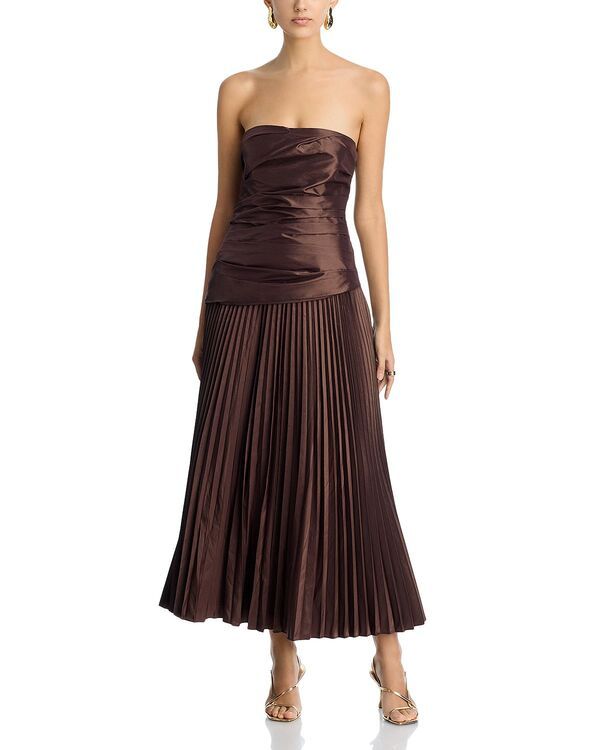 シムカイ レディース トップス ワンピース ミディ ストラップレス SIMKHAI Arie Strapless Bustier Midi Dress Chocolate チョコレート