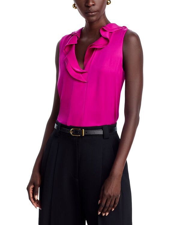 コビーハルペリン レディース トップス シャツ フリル シルク ブラウス Kobi Halperin Kali Silk Blend Ruffle Collar Blouse Fuchsia フューシャ